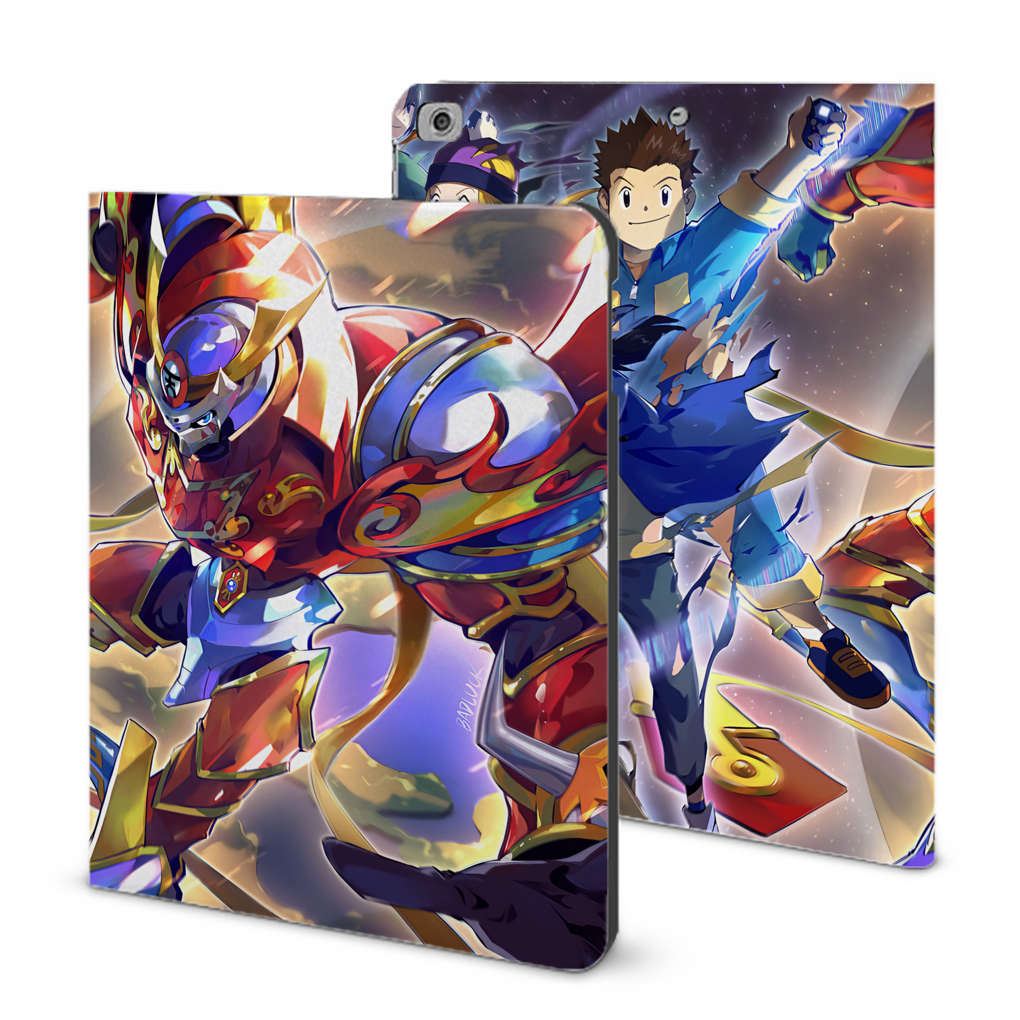 （画像用） Digimon デジタルモンスター/デジモン IPad ケース ブック型 PUレザー TPU 耐衝撃 軽量 薄型 ペン収納なし 全面保護 IPad 各モデル対応